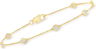 Ross-Simons Diamond Station Bracelet in 18kt Gold Over Sterling