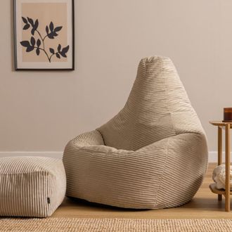 Icon Brand Puf grande xl con reposapi&eacute;s cuadrado de pana beige