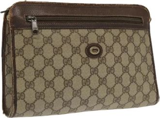 Gucci Pre-owned Vintage GG Canvas Clutch - Dames - Vintage Clutch - Beige - ONE Size - Leer - Vintage