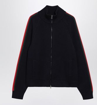 Gucci Dark Wool Zip-Up Cardigan