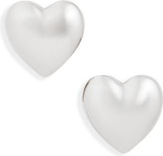 Open Edit Puffy Heart Stud Earrings in Silver at Nordstrom Rack