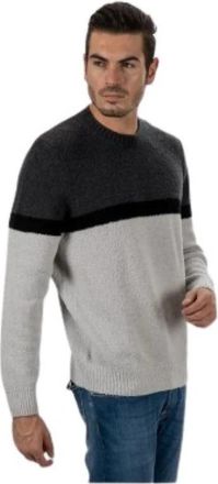 Gran Sasso Dikke Tricolore Trui met Ronde Hals - Heren - Ronde hals truien - Grijs - 2XL - Wol - Truien & Vesten