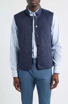 Johnnie-O Bauer Quilted Water Resistant Snap-Up Vest in Navy at Nordstrom, Size Xx-Large