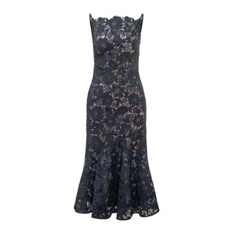 Self Portrait Vestido Midi de Encaje Espiral - Dresses - Mujer - Azul - M