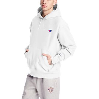 Champion Mens, Reverse Weave Pullover Hooded Sweatshirt, Best Comfortable Hoodies, White/Left Chest C Logo, XXL