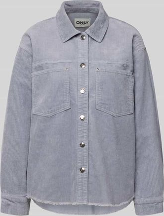 Only Regular Fit Hemdjacke aus reiner Baumwolle Modell MAIKO-BITTEN in Rauchblau, Gr&ouml;&szlig;e XL