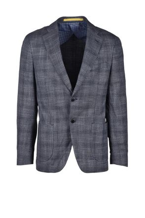 Uomolebole Grey/Black Polyester Viscose Jacket Mens