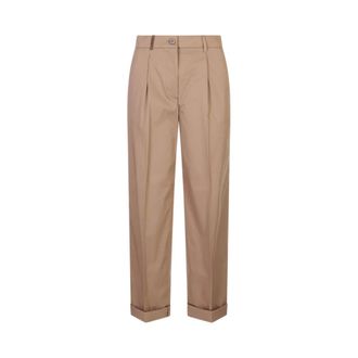 PESERICO Peserico, Straight Trousers, female, Brown, Size: 2XS Single-Pleat Straight Trousers