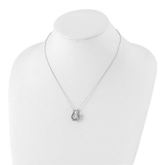 Diamond2Deal Sterling Silver Rhodium-plated Cubic Zirconia Vibrating Stone Pendant Necklace