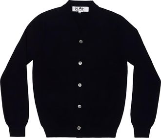 Comme Des Gar&ccedil;ons FW25 x Invader Double Pixel Heart Cardigan Navy AZ-N088-051-2
