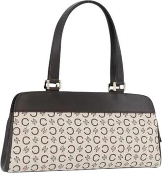 Celine Pre-owned Vintage Macadam Canvas Handtas - Dames - Vintage Handtas - Wit - ONE Size - Leer - Vintage