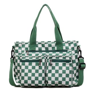 Generic Fashion Women Corduroy Checkerboard Shoulder Bag Large Capacity Crossbody Bag Trendy Tote for Travel Shopping