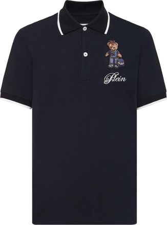 Philipp Plein Polo Shirt Hotel Teddy Bear - Heren - Polos - Blauw - 3XL - Katoen - Tops