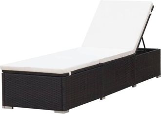 vidaXL Vidaxl - Sun Lounger with Cream White Cushion Poly Rattan Brown