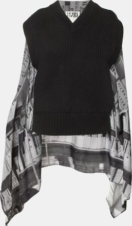 Maison Margiela Maison Martin Margiela Monochrome Rib Knit And Satin Cape Style Vest