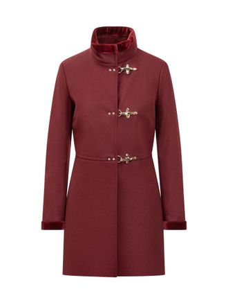 Fay Red Mock Collar Trench Coat