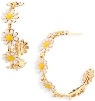Cara Flower Hoop Earrings in White Multi at Nordstrom Rack