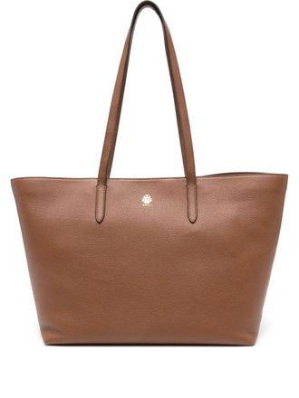 Bally Leren shopper met logo - Bruin