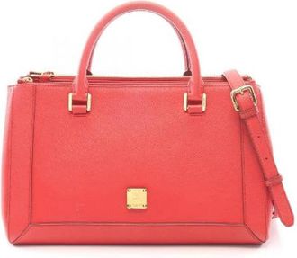 MCM Pre-owned Leren 2way Handtas - Dames - Vintage Handtas - Rood - ONE Size - Leer - Vintage