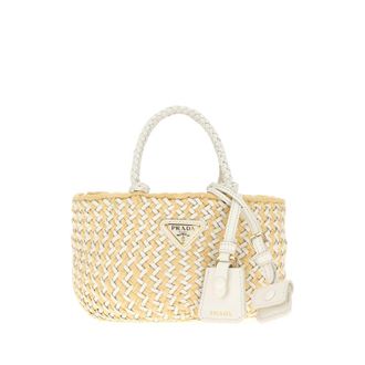Prada Two-Tone Leather And Raffia Handbag