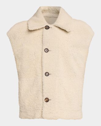 Brunello Cucinelli Reversible Suede & Lamb Shearling Vest