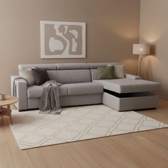 Talamo Italia Sofa Cama Alberta, Sof&aacute; De Esquina, 100% Made In Italy, Sof&aacute; Con Apertura Giratoria, Con Pen&iacute;nsula De Contenedores A La Derecha, Con Reposabrazos Est&aacute;