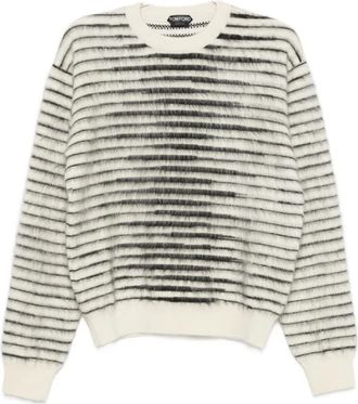 Tom Ford Truien & Vesten, Heren, Beige, M, Crew Neck Truien