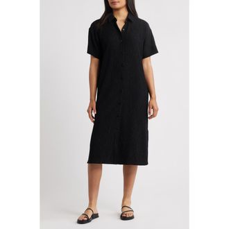 Eileen Fisher Crinkle Shirtdress in Black at Nordstrom Rack, Size Xx-Small