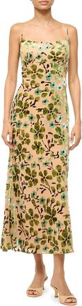 Staud Dianna Dress In Moss Floral Tapestry