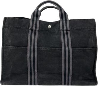 Herm&egrave;s Pre-owned Vintage Canvas Tote - Dames - Vintage Shopper - Zwart - ONE Size - Vintage