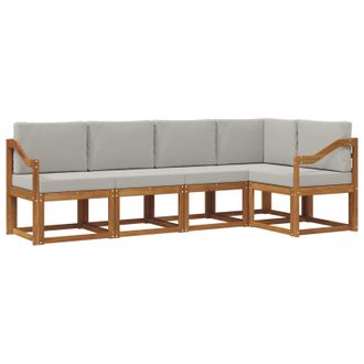 vidaXL Conjunto De Sof&aacute;s De Exterior 5 Pcs Gris Natural Y Claro Vidaxl