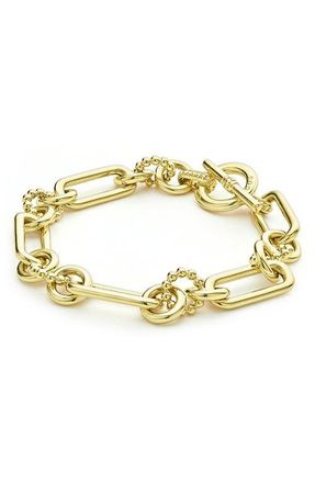 Lagos Signature Caviar Fluted Link Toggle Bracelet in Gold at Nordstrom, Size 7