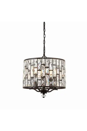 Netlighting Belle 5 Light Ceiling Pendant Dark Bronze Clear Crystal E14