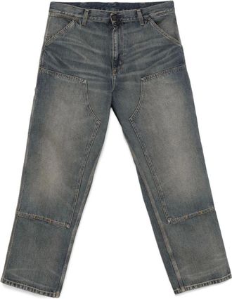 Carhartt Work in Progress Jeans, Heren, Blauw, W34, Denim, Blauwe Dubbele Knie Denim Jeans