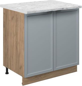 Vicco Armario Bajo Para Fregadero Fame-line, Azul Claro-gris, 80 Cm Con Estante, Et M&aacute;rmol Vicco