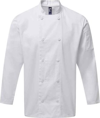 Premier Heren Coolchecker Chef Jacket met lange mouwen (Wit)