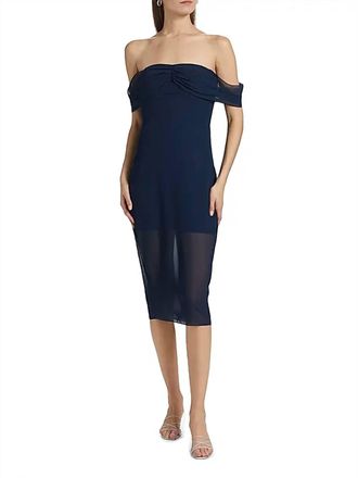 Amanda Uprichard Darien Off-The-Shoulder Midi-Dress In Blue