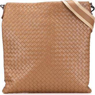 Bottega Veneta Pre-owned Womens Woven Leather Crossbody Bag - Tan - One Size