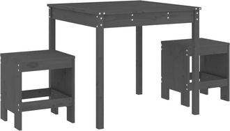 vidaXL 3 Piece Garden Bistro Set Grey Solid Wood Pine Vidaxl