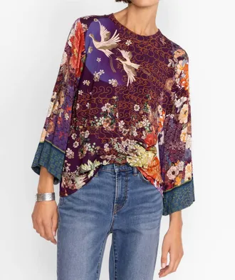 Johnny Was Pheonix Kimono Sleeve Top In Multi