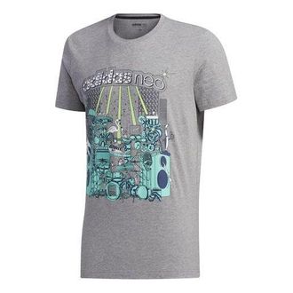 adidas neo M FAVES TEE Sports Short Sleeve Basic Gray FP7297