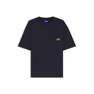 HUGO BOSS Loose-fit T-shirt in cotton with suede logo badge