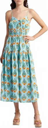 Moon River Myla Floral Midi Dress In Mint