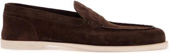 John Lobb Donkere Su&egrave;de Velcro Casual Schoenen - Heren - Loafers - Bruin - 44 EU - Su&egrave;de - Schoenen