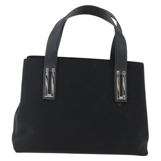 Ferragamo Vintage Handbag Canvas Black Canvas Handbag (Pre-Owned)