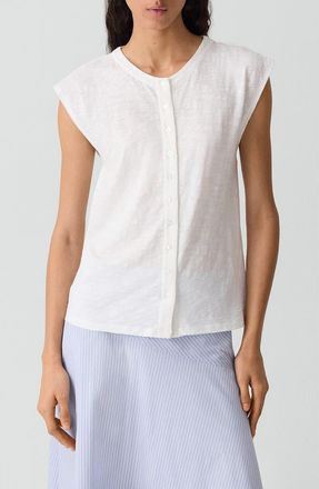 Theory Organic Cotton Button-Up Vest in White at Nordstrom, Size X-Large
