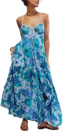 Free People Dream Weaver Maxi Dress Womens Blue Floral Sleeveless DDR1427