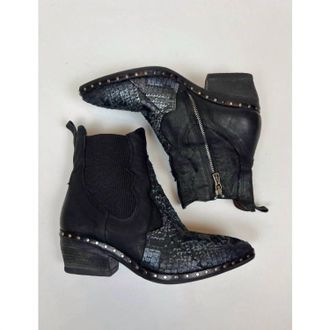 A.S.98 Womens Leather Ankle Boot In Black