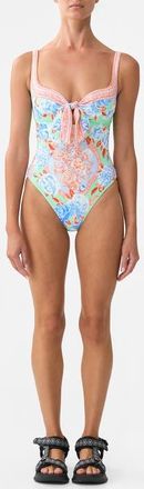 Camilla Sweetheart Neck One Piece With Tie Front Topkapi Pop at Nordstrom, Size X-Small