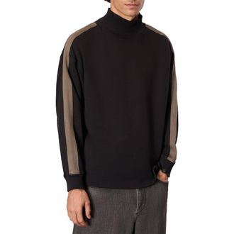 Rag & Bone Mixed Media Mock Neck Sweatshirt in Black at Nordstrom Rack, Size Xx-Large